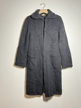 J Crew Women's EUC Gray Alpaca Long Cardigan Sweater Coat Jacket Size L